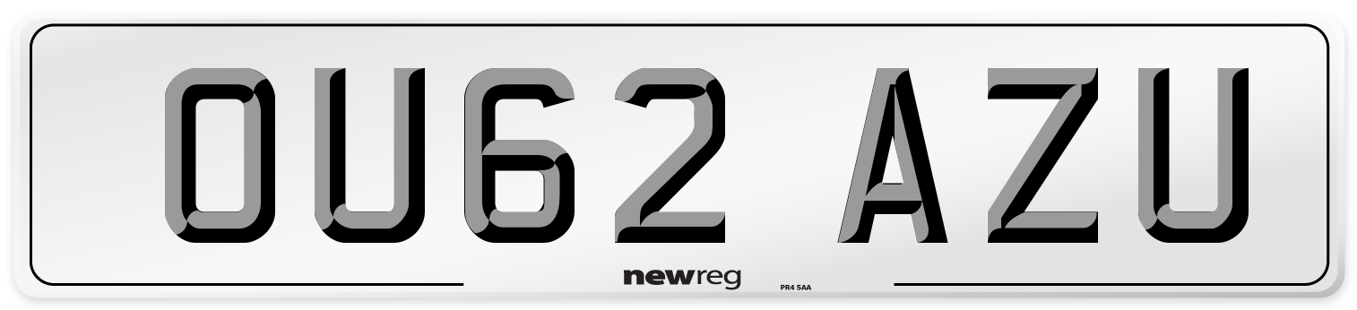 OU62 AZU Number Plate from New Reg